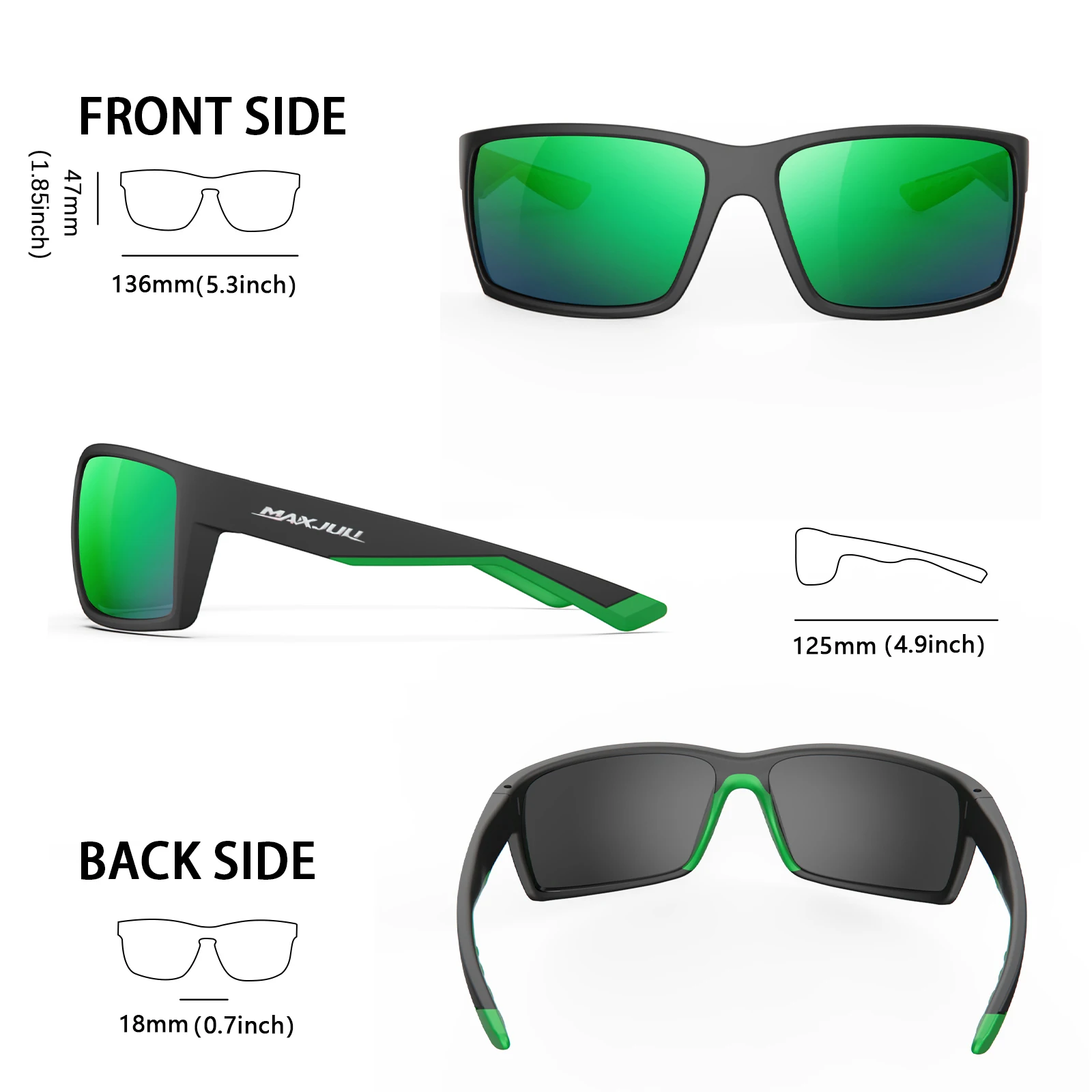 Jcorde I-Lunettes de soleil polarisées pour hommes, protection UV400, rectangulaires, pêche, conduite, cycline, 8122 Jcorde I-Lunettes de soleil polarisées pour hommes, protection UV400, rectangulaires, pêche, conduite, cycline, 8122