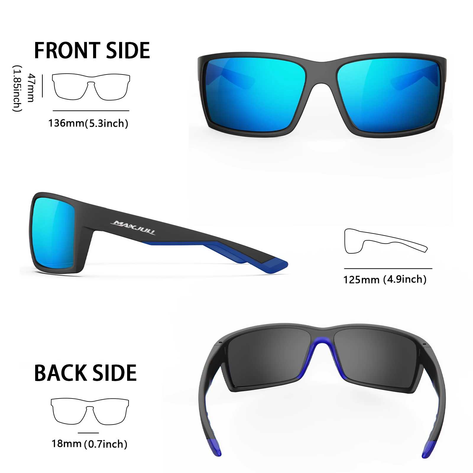Jcorde I-Lunettes de soleil polarisées pour hommes, protection UV400, rectangulaires, pêche, conduite, cycline, 8122 Jcorde I-Lunettes de soleil polarisées pour hommes, protection UV400, rectangulaires, pêche, conduite, cycline, 8122
