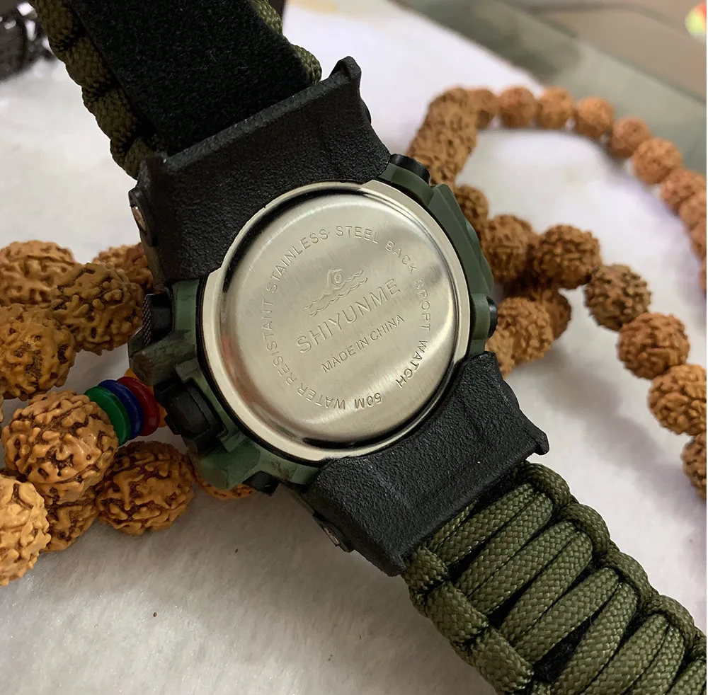 WinterYUNcloser-Montre militaire étanche à quartz pour hommes, montre de survie en plein air, DulParacord, boussole, therye.com, multifonctionnel