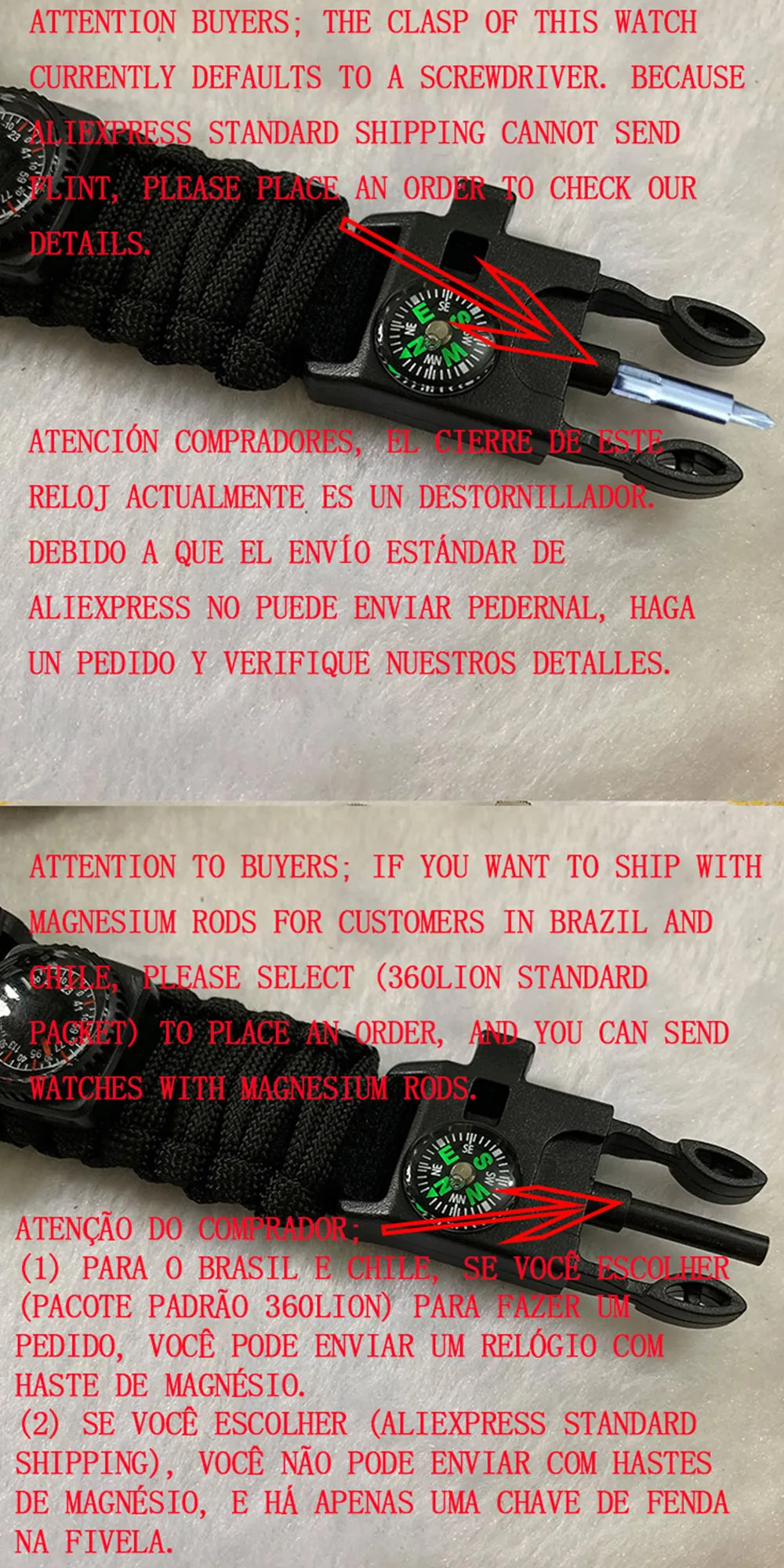 WinterYUNcloser-Montre militaire étanche à quartz pour hommes, montre de survie en plein air, DulParacord, boussole, therye.com, multifonctionnel