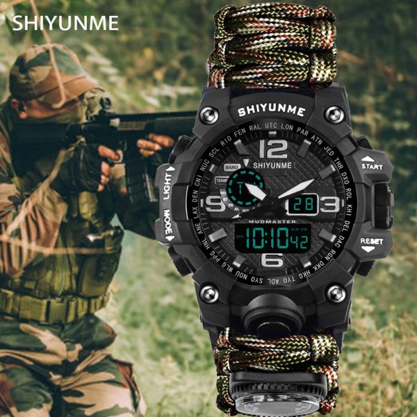 Montre de survie en plein air étanche, bracelet militaire multifonctionnel, équipement d'urgence, camping et randonnée, DulParacord – Image 3