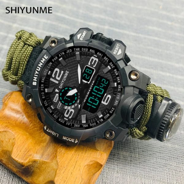 Montre de survie en plein air étanche, bracelet militaire multifonctionnel, équipement d'urgence, camping et randonnée, DulParacord