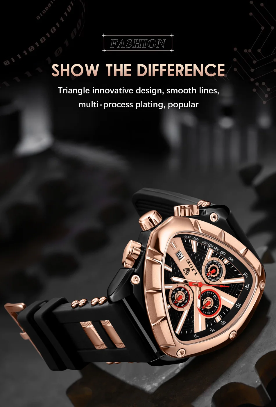 LIGE-Montre-bracelet militaire étanche pour homme, chronographe triangle, montres de sport de l'armée, horloge à quartz de luxe, mode
