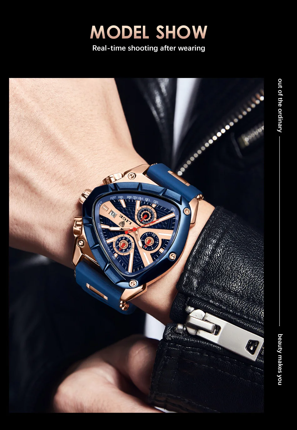 LIGE-Montre-bracelet militaire étanche pour homme, chronographe triangle, montres de sport de l'armée, horloge à quartz de luxe, mode