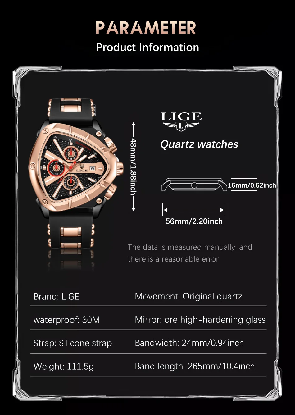 LIGE-Montre-bracelet militaire étanche pour homme, chronographe triangle, montres de sport de l'armée, horloge à quartz de luxe, mode