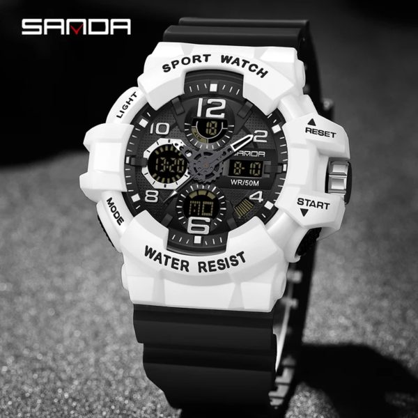 SANDA-Montre Militaire G-Style pour Homme, Montre-Bracelet Électronique Étanche, dehors, Choc Numérique, Marque, 2023 – Image 5