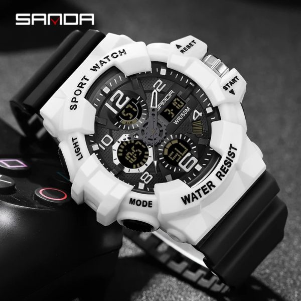 SANDA-Montre Militaire G-Style pour Homme, Montre-Bracelet Électronique Étanche, dehors, Choc Numérique, Marque, 2023 – Image 6