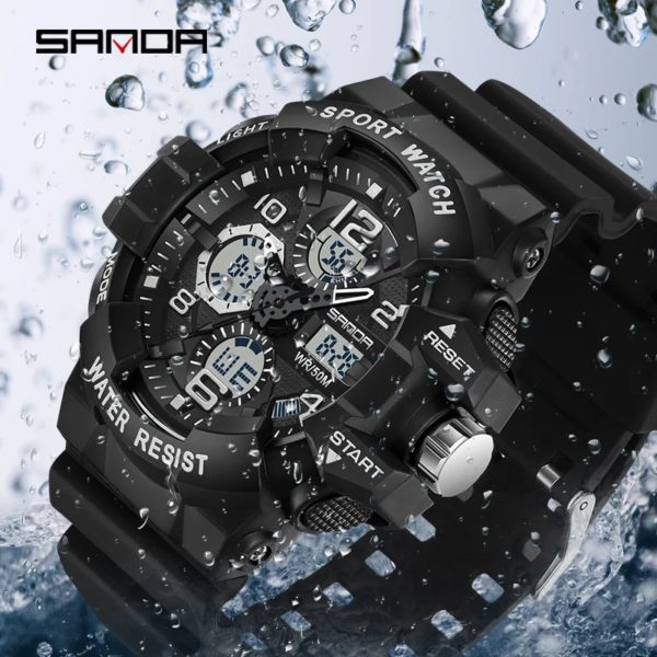 SANDA-Montre Militaire G-Style pour Homme, Montre-Bracelet Électronique Étanche, dehors, Choc Numérique, Marque, 2023 – Image 4