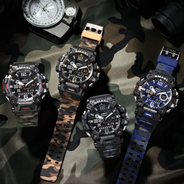 SMAEL-Montres militaires étanches à 50m pour hommes, montre de sport numérique, montre de l'armée, quartz numérique, heure des touristes, montres-bracelets LED, nouveau, 8072 – Image 6