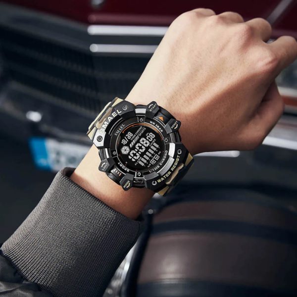 SMAEL-Montre numérique militaire à LED, montres-bracelets de sport étanches, chronomètre LED, montres de l'armée, horloge numérique Big Dail, alarme, 50m, 8050 – Image 6