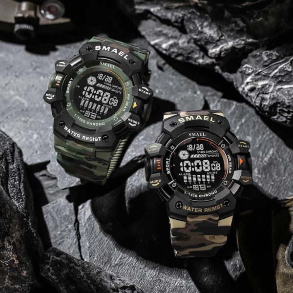 SMAEL-Montre numérique militaire à LED, montres-bracelets de sport étanches, chronomètre LED, montres de l'armée, horloge numérique Big Dail, alarme, 50m, 8050 – Image 5