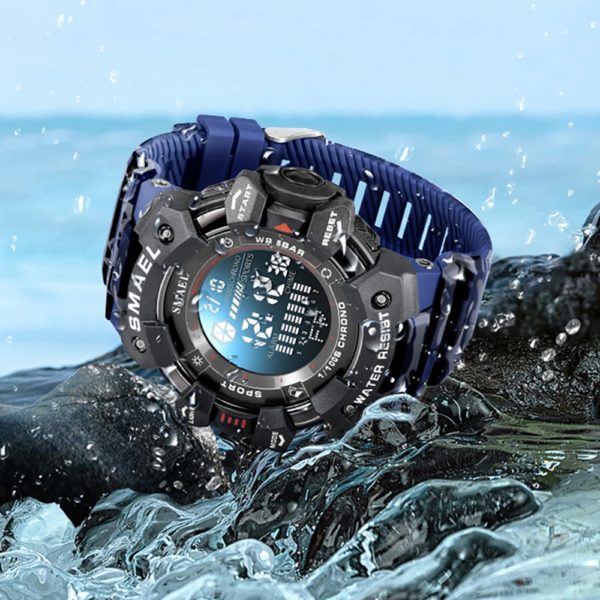 SMAEL-Montre numérique militaire à LED, montres-bracelets de sport étanches, chronomètre LED, montres de l'armée, horloge numérique Big Dail, alarme, 50m, 8050 – Image 2