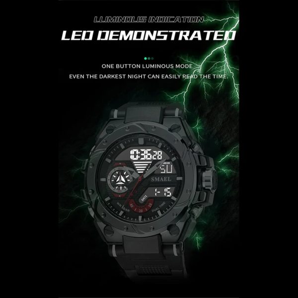 SMAEL – montre de sport pour hommes, montre-bracelet à Quartz, étanche, bleu militaire, affichage de la semaine, 8060 – Image 4