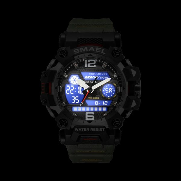 SMAEL – montre de sport étanche à double affichage pour homme, accessoire militaire, chronomètre, alarme, à Quartz, numérique, 8072 – Image 3