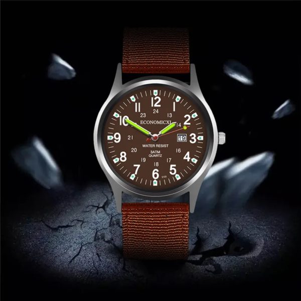 Montre-bracelet à quartz de luxe pour hommes, horloge à mains shoes, date de sport militaire, montre décontractée en nylon, mode – Image 3