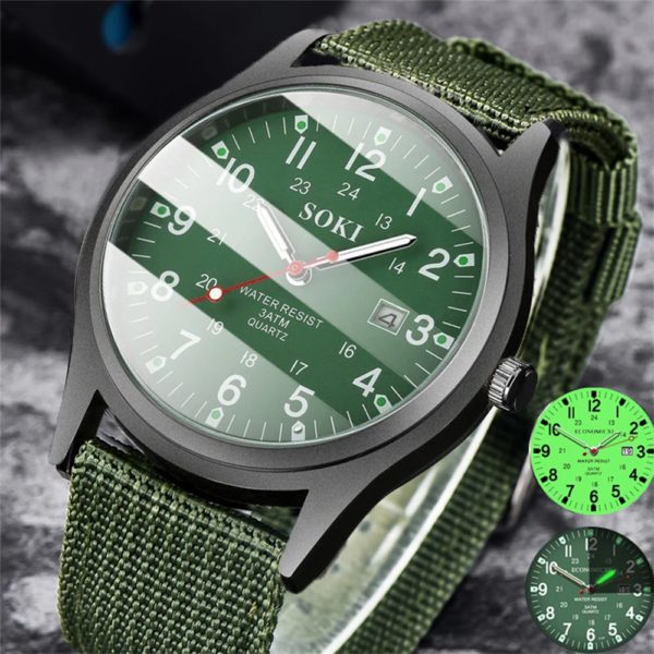 Montre-bracelet à quartz de luxe pour hommes, horloge à mains shoes, date de sport militaire, montre décontractée en nylon, mode