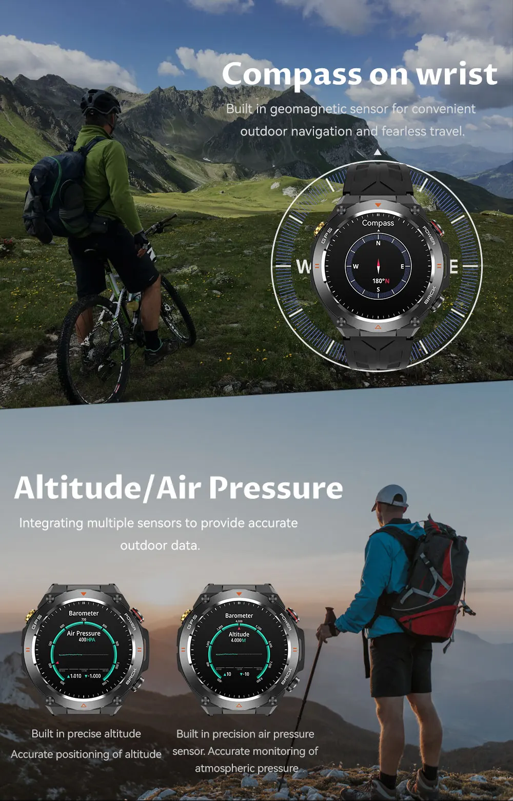HUAWEI-Montre Connectée GPS pour l'Extérieur, Écran HD AMOLED 2024x412, Fréquence Cardiaque, Appel Bluetooth, Étanche IP68, Bracelet Intelligent pour Homme, Nouveauté 412