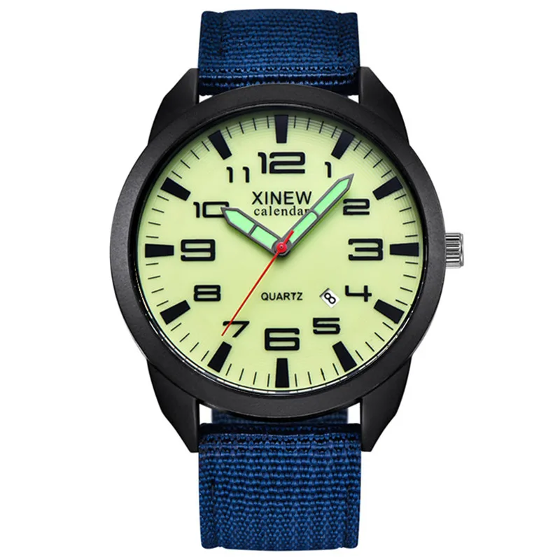 XINEW-Montre à Quartz en Nylon pour Homme, 1 Pièce/Lot, Authentique, Marque, Mode, Simple, Date, Armée, Erkek Barato Saat Reloj zones bre