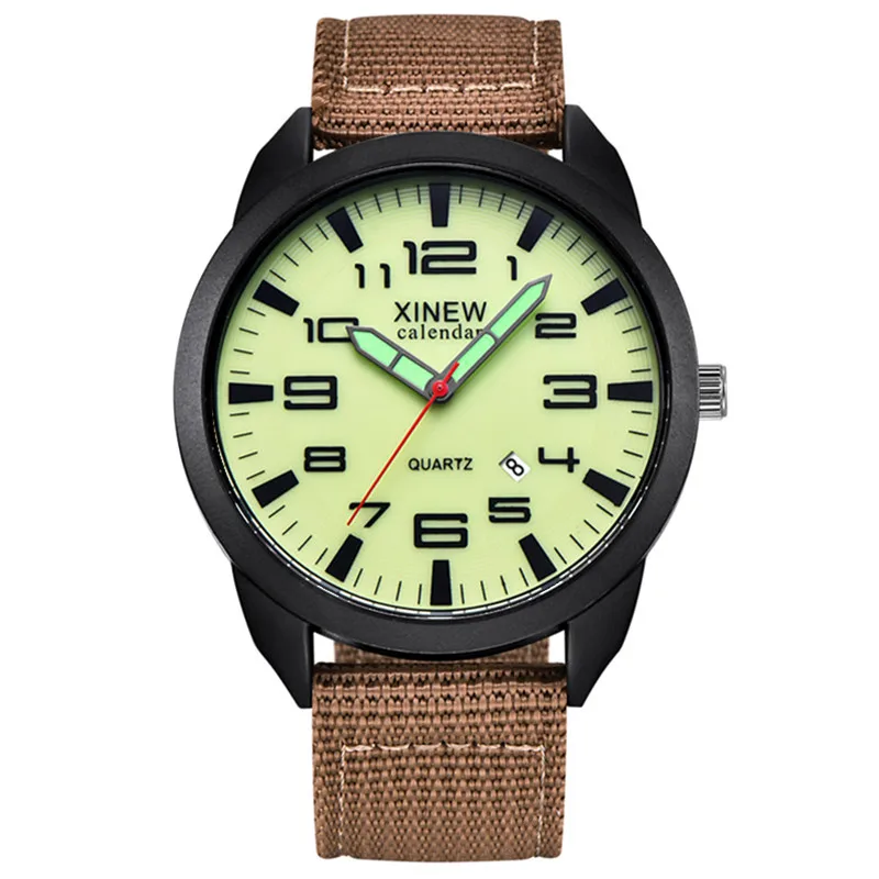 XINEW-Montre à Quartz en Nylon pour Homme, 1 Pièce/Lot, Authentique, Marque, Mode, Simple, Date, Armée, Erkek Barato Saat Reloj zones bre