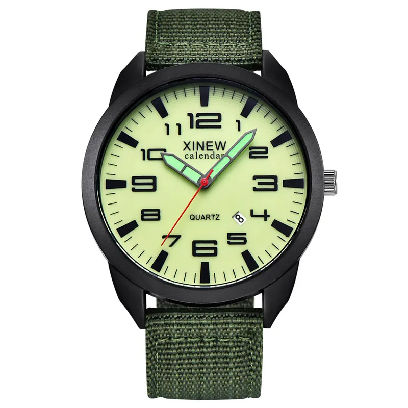 XINEW-Montre à Quartz en Nylon pour Homme, 1 Pièce/Lot, Authentique, Marque, Mode, Simple, Date, Armée, Erkek Barato Saat Reloj zones bre