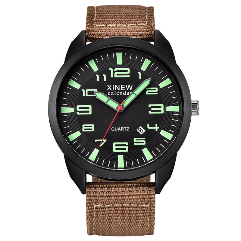 XINEW-Montre à Quartz en Nylon pour Homme, 1 Pièce/Lot, Authentique, Marque, Mode, Simple, Date, Armée, Erkek Barato Saat Reloj zones bre