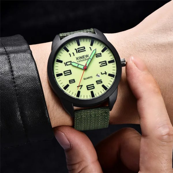XINEW-Montre à Quartz en Nylon pour Homme, 1 Pièce/Lot, Authentique, Marque, Mode, Simple, Date, Armée, Erkek Barato Saat Reloj zones bre – Image 3