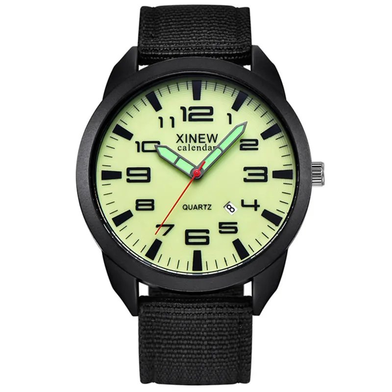XINEW-Montre à Quartz en Nylon pour Homme, 1 Pièce/Lot, Authentique, Marque, Mode, Simple, Date, Armée, Erkek Barato Saat Reloj zones bre