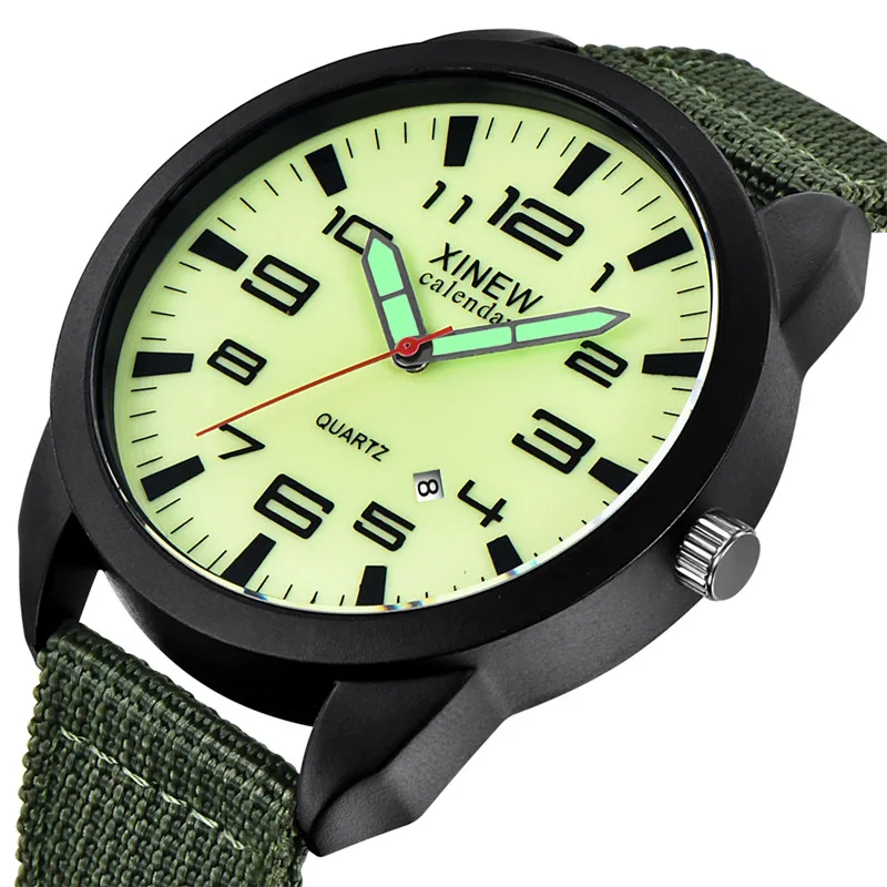 XINEW-Montre à Quartz en Nylon pour Homme, 1 Pièce/Lot, Authentique, Marque, Mode, Simple, Date, Armée, Erkek Barato Saat Reloj zones bre