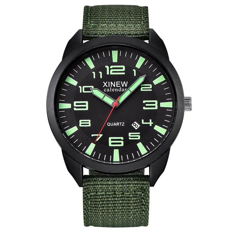 XINEW-Montre à Quartz en Nylon pour Homme, 1 Pièce/Lot, Authentique, Marque, Mode, Simple, Date, Armée, Erkek Barato Saat Reloj zones bre