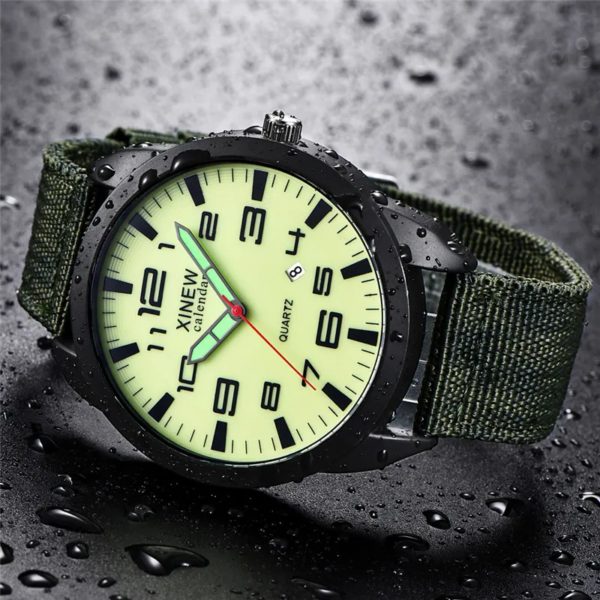 XINEW-Montre à Quartz en Nylon pour Homme, 1 Pièce/Lot, Authentique, Marque, Mode, Simple, Date, Armée, Erkek Barato Saat Reloj zones bre – Image 5