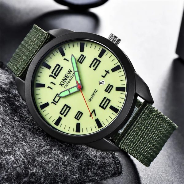 XINEW-Montre à Quartz en Nylon pour Homme, 1 Pièce/Lot, Authentique, Marque, Mode, Simple, Date, Armée, Erkek Barato Saat Reloj zones bre – Image 4