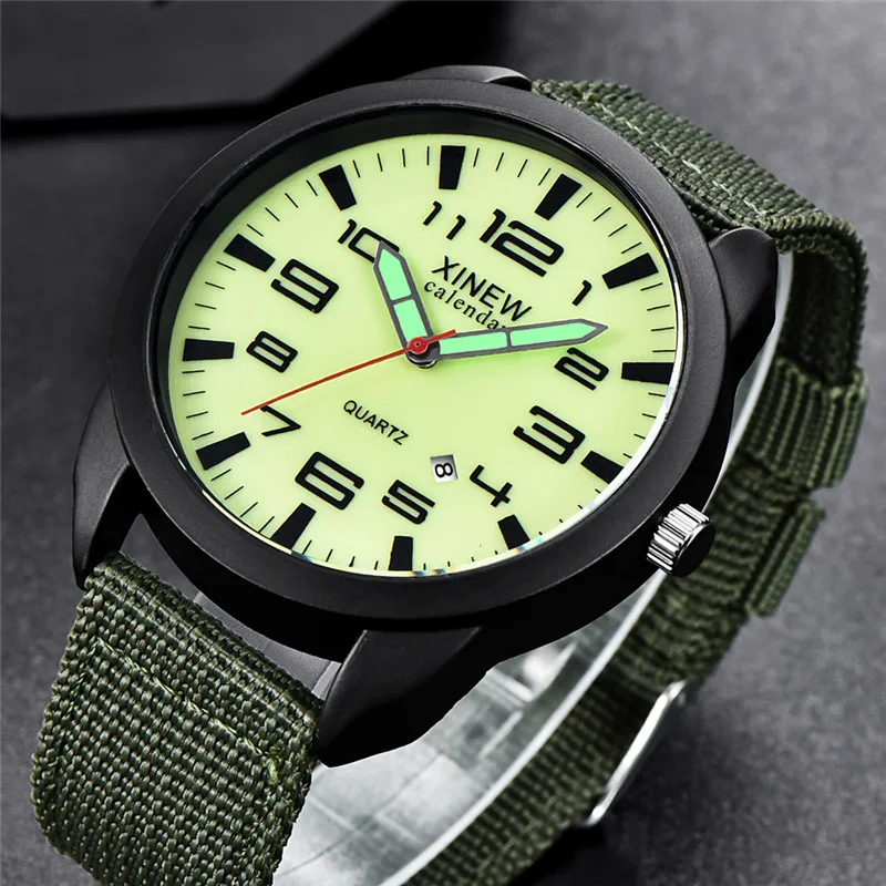 XINEW-Montre à Quartz en Nylon pour Homme, 1 Pièce/Lot, Authentique, Marque, Mode, Simple, Date, Armée, Erkek Barato Saat Reloj zones bre