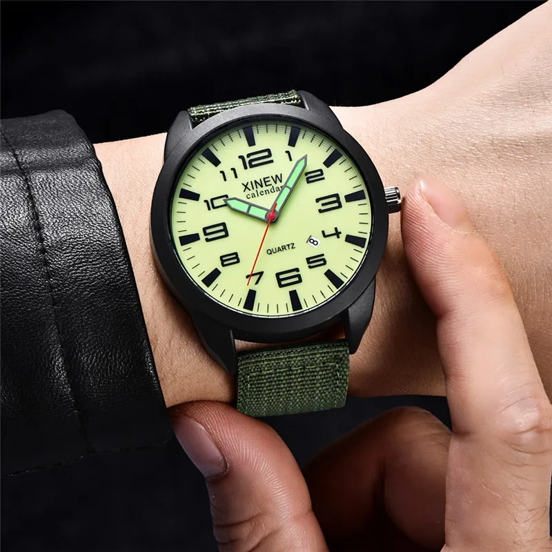 XINEW-Montre à Quartz en Nylon pour Homme, 1 Pièce/Lot, Authentique, Marque, Mode, Simple, Date, Armée, Erkek Barato Saat Reloj zones bre