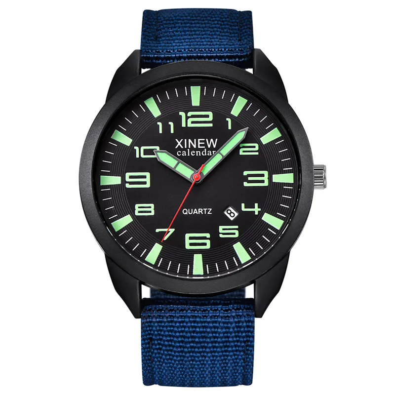 XINEW-Montre à Quartz en Nylon pour Homme, 1 Pièce/Lot, Authentique, Marque, Mode, Simple, Date, Armée, Erkek Barato Saat Reloj zones bre