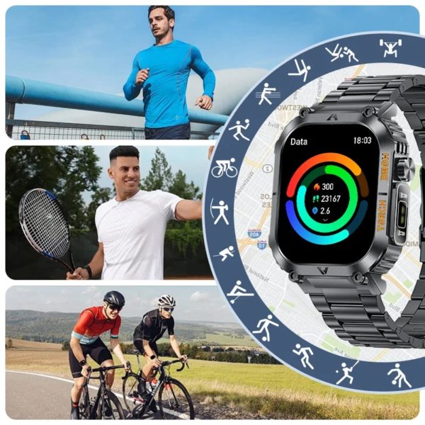 LIGE-Montre Connectée Militaire pour Homme, Écran HD 2.02, Lampe de Poche LED, Boussole, 3iko, Étanche, Sports de Plein Air, Nouveau, 2025 – Image 4