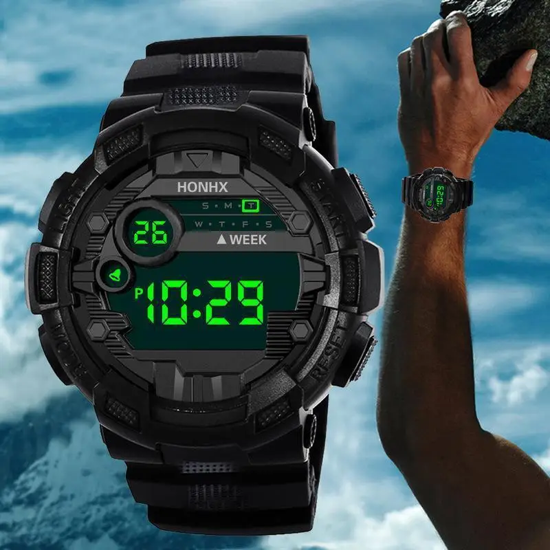 Montres numériques militaires pour hommes, montre-bracelet électronique de sport, horloge à grand cadran, étanche, garçon, enfant, 50mm