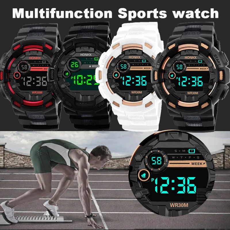 Montres numériques militaires pour hommes, montre-bracelet électronique de sport, horloge à grand cadran, étanche, garçon, enfant, 50mm
