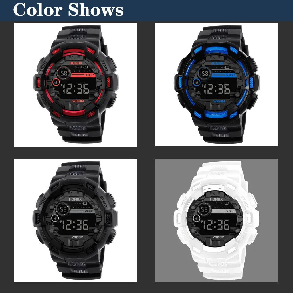 Montres numériques militaires pour hommes, montre-bracelet électronique de sport, horloge à grand cadran, étanche, garçon, enfant, 50mm