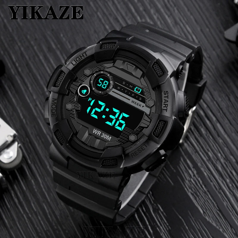Montres numériques militaires pour hommes, montre-bracelet électronique de sport, horloge à grand cadran, étanche, garçon, enfant, 50mm