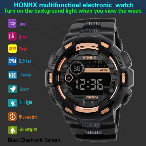 Montres numériques militaires pour hommes, montre-bracelet électronique de sport, horloge à grand cadran, étanche, garçon, enfant, 50mm – Image 4
