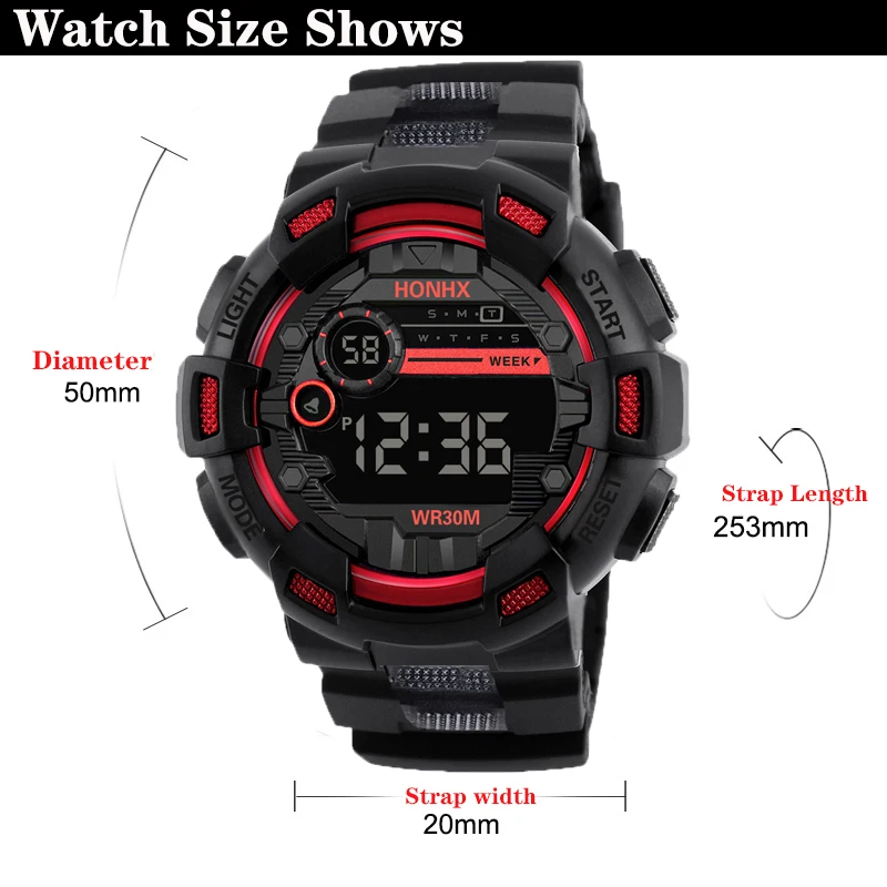 Montres numériques militaires pour hommes, montre-bracelet électronique de sport, horloge à grand cadran, étanche, garçon, enfant, 50mm