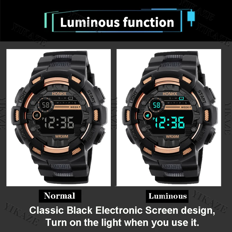 Montres numériques militaires pour hommes, montre-bracelet électronique de sport, horloge à grand cadran, étanche, garçon, enfant, 50mm