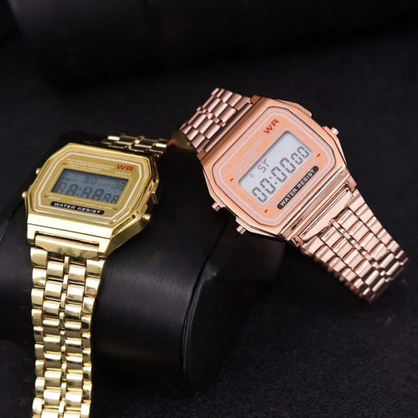 Montre numérique étanche en acier inoxydable pour hommes et femmes, montre militaire de sport, électronique, rétro, luxe, été – Image 5