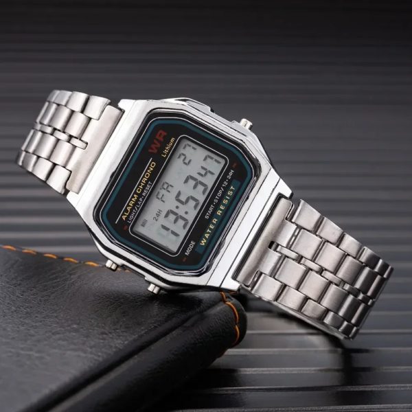 Montre numérique étanche en acier inoxydable pour hommes et femmes, montre militaire de sport, électronique, rétro, luxe, été – Image 3