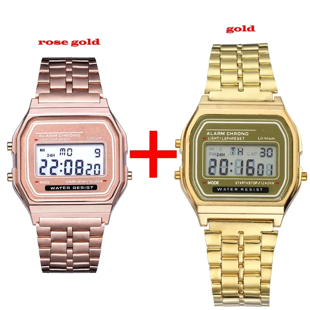 Montre numérique étanche en acier inoxydable pour hommes et femmes, montre militaire de sport, électronique, rétro, luxe, été