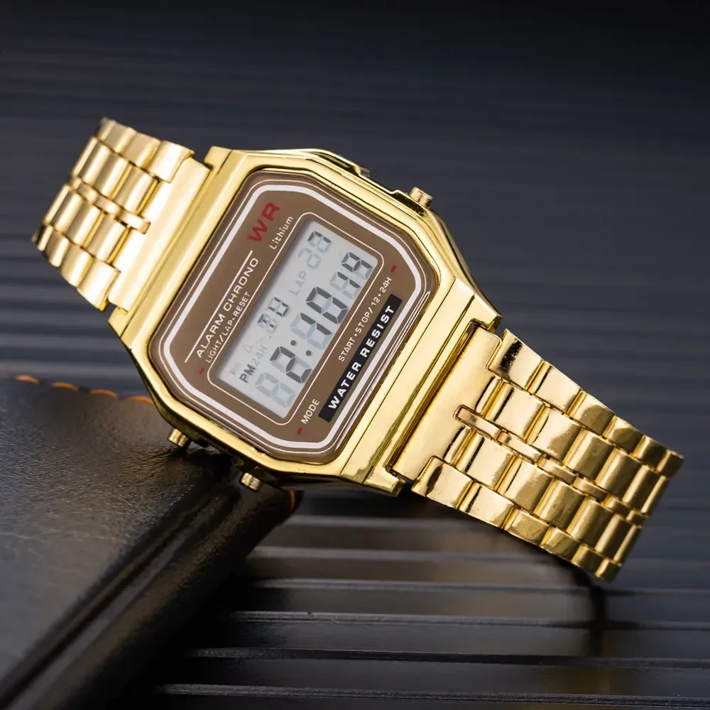 Montre numérique étanche en acier inoxydable pour hommes et femmes, montre militaire de sport, électronique, rétro, luxe, été