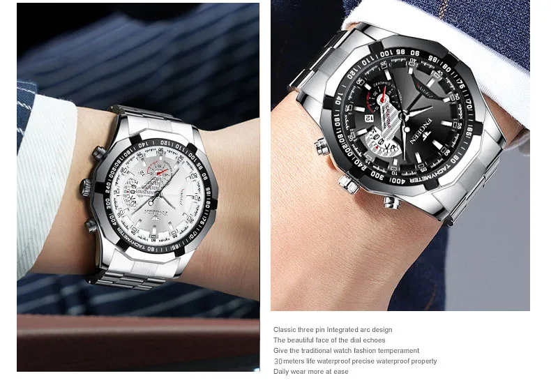 Montre-bracelet de sport à quartz militaire étanche pour hommes, montre de luxe, horloge décontractée, entièrement en acier, marque supérieure, mode, 2024