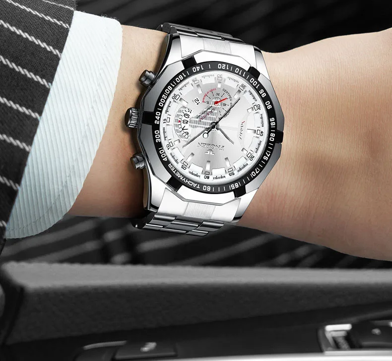 Montre-bracelet de sport à quartz militaire étanche pour hommes, montre de luxe, horloge décontractée, entièrement en acier, marque supérieure, mode, 2024
