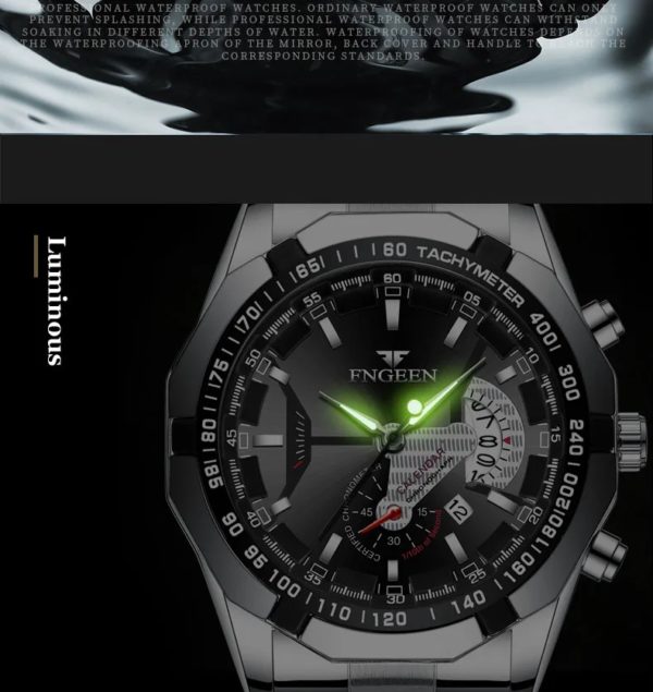Montre-bracelet de sport à quartz militaire étanche pour hommes, montre de luxe, horloge décontractée, entièrement en acier, marque supérieure, mode, 2024 – Image 4