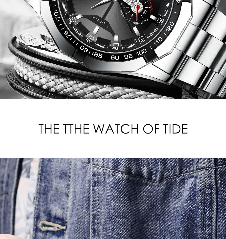 Montre-bracelet de sport à quartz militaire étanche pour hommes, montre de luxe, horloge décontractée, entièrement en acier, marque supérieure, mode, 2024